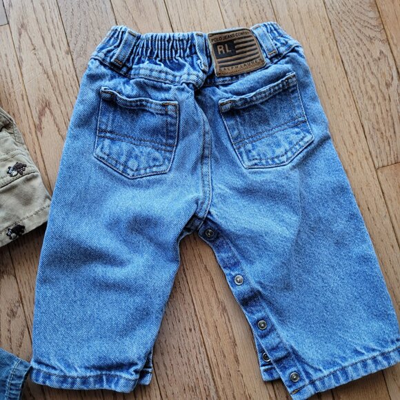 Lot of 3 Baby Jeans Overalls OshKosh B'gosh Polo Jeans Co. - Picture 4 of 12